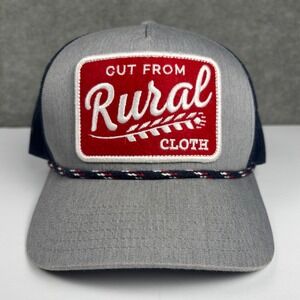 Rural Cloth Trucker Hat Patch Mesh Snapback OSFM‎ Gray Navy Blue